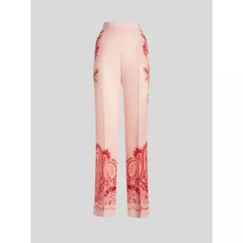 Шелковые брюки с цветочным принтом ETRO, красный