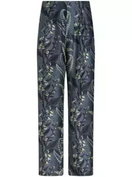 Шелковые брюки с принтом Foliage ETRO, синий