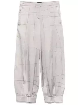 Шелковые брюки с принтом Giorgio Armani, серый