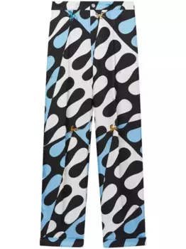 Шелковые брюки с принтом Leocorno PUCCI, черный