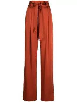 Шелковые брюки с завышенной талией и складками Michelle Mason, красный