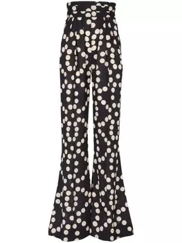 Шелковые брюки в горох Balmain, черный