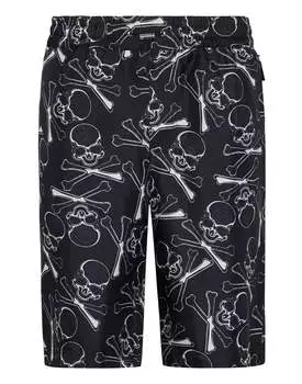 Шелковые короткие шорты Skull&Bones PHILIPP PLEIN, черный