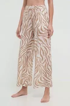 Шелковые пляжные брюки Max Mara Beachwear, бежевый