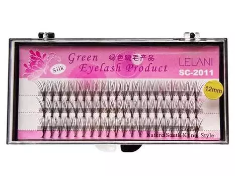 Шелковые ресницы Lelani в пучках, С-завиток 12мм, 60 шт.