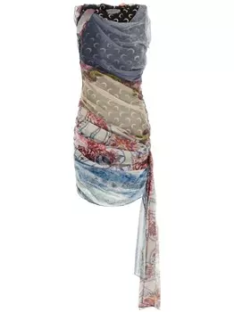 Шелковые шарфы драпированное платье Marine Serre, черный