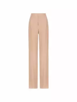 Шелковые широкие брюки Saint Laurent, бежевый