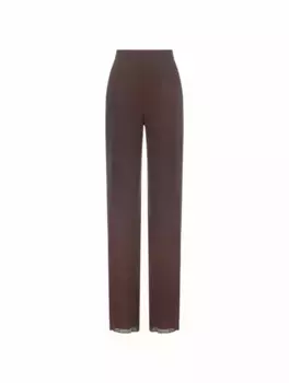 Шелковые широкие брюки Saint Laurent, коричневый