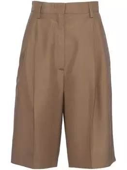 Шелковые шорты-бермуды Prada, нейтральный цвет