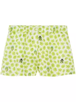 Шелковые шорты с цветочным принтом VERSACE, белый