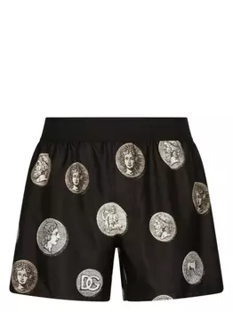 Шелковые шорты с графичным принтом Dolce & Gabbana, черный