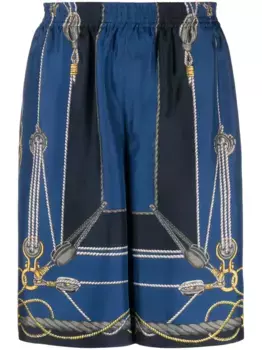 Шелковые шорты с принтом VERSACE, синий