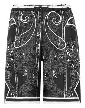 Шелковые шорты с узором пейсли-платок Philipp Plein, цвет Black / White