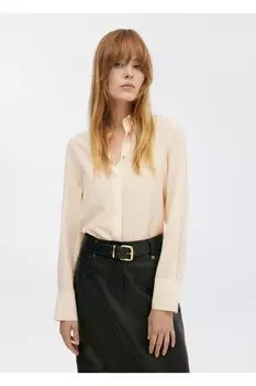 Шелковые шорты со потайными пуговицами Mango, белый