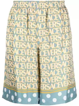Шелковые шорты Versace Allover, синий