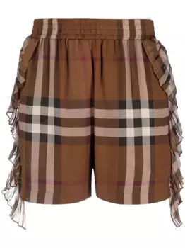 Шелковые шорты в клетку BURBERRY, коричневый