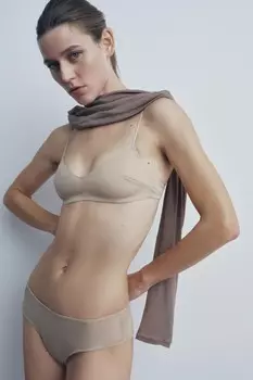 Шелковые трусы ZARA, бежево-розовый