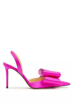 Шелковые туфли на каблуке с декором цвета фуксии и бантом Mach&Mach