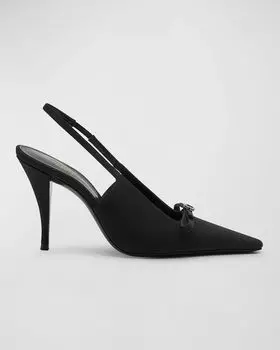 Шелковые туфли Sadie с пяткой на пятке Saint Laurent, цвет Noir