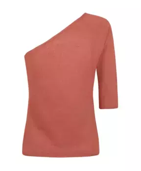 Шелковый асимметричный топ с одним рукавом Cortana, розовый