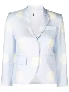 Шелковый блейзер с узором в горох THOM BROWNE, синий