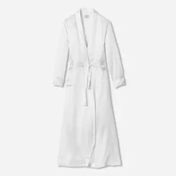 Шелковый длинный халат Petite Plume, белый