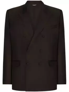 Шелковый двубортный пиджак DOLCE & GABBANA, коричневый