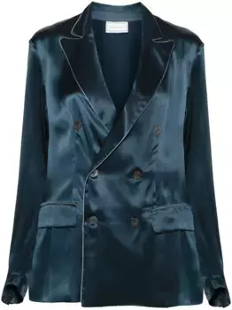 Шелковый двубортный пиджак Pierre-Louis Mascia, синий