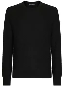 Шелковый джемпер с узором в ромб DOLCE & GABBANA, черный