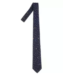 Шелковый галстук с цветочной вышивкой Paul Smith, синий