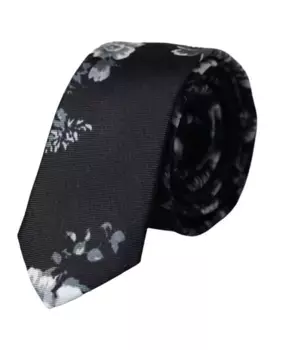 Шелковый галстук с цветочным принтом Dolce & Gabbana, черный