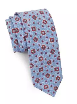 Шелковый галстук с геометрическим принтом Saks Fifth Avenue, синий