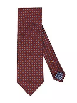 Шелковый галстук с геометрическим рисунком и цветочным принтом Eton, фиолетовый