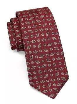 Шелковый галстук с геометрическим рисунком Kiton, красный