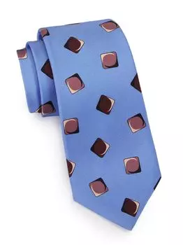 Шелковый галстук с геометрическим рисунком Kiton, синий