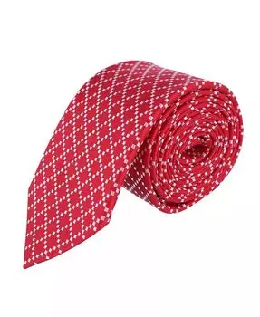 Шелковый галстук с геометрическим узором рябины TRAFALGAR, красный