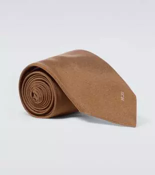 Шелковый галстук с логотипом Prada, Caramello