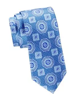 Шелковый галстук с медальоном Brioni, синий