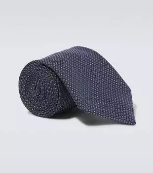 Шелковый галстук с принтом Brioni, Navy/Anthracite