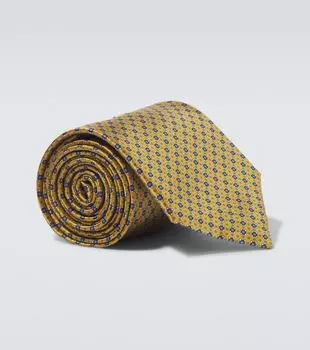 Шелковый галстук с принтом Brioni, Ochre/Flannel