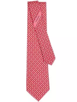Шелковый галстук с принтом Ferragamo, красный