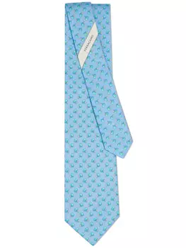 Шелковый галстук с принтом Football Ferragamo, синий
