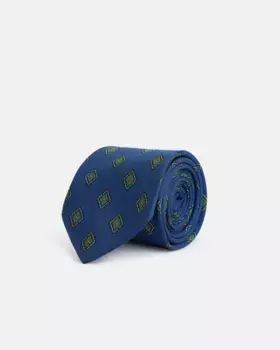 Шелковый галстук с ромбовидной отделкой Silbon, синий