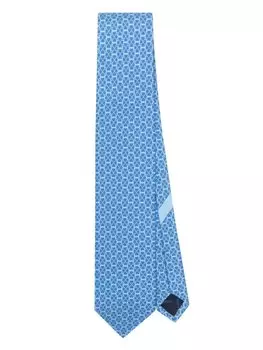 Шелковый галстук с узором Gancini Ferragamo, синий