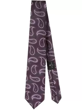 Шелковый галстук с узором пейсли ETRO, фиолетовый