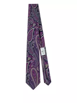 Шелковый галстук с узором пейсли ETRO, фиолетовый