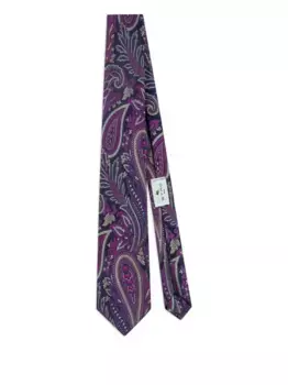 Шелковый галстук с узором пейсли ETRO, фиолетовый