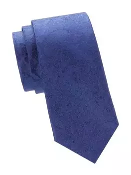 Шелковый галстук с узором Saks Fifth Avenue, темно-синий