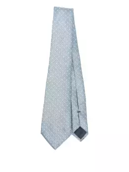 Шелковый галстук с узором в елочку GIORGIO ARMANI, синий