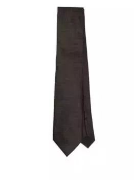Шелковый галстук с узором в елочку TOM FORD, коричневый